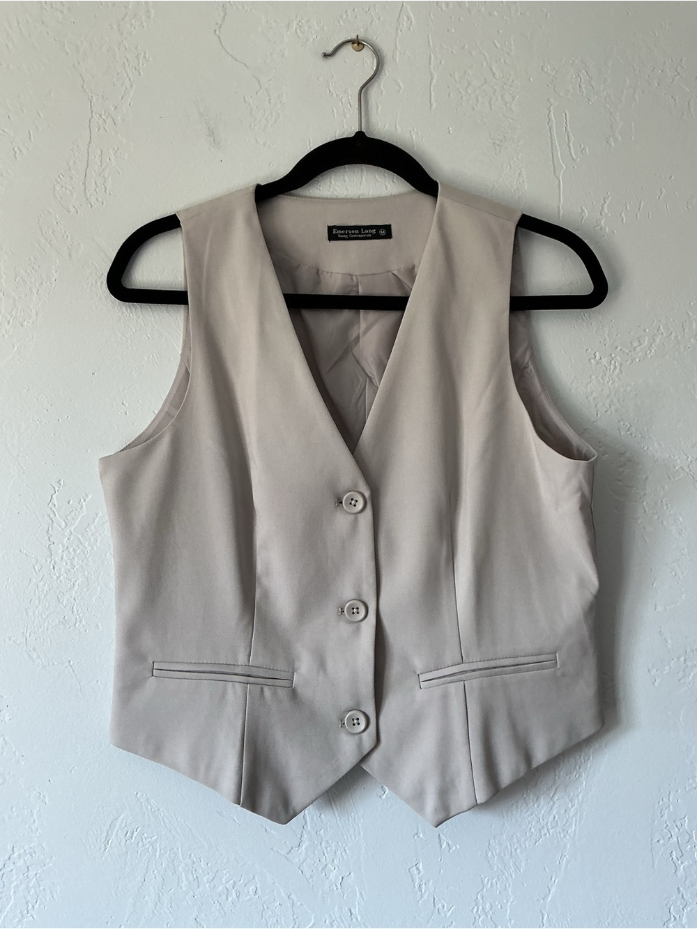 Emerson Lang Light Taupe Sleeveless Button Vest
